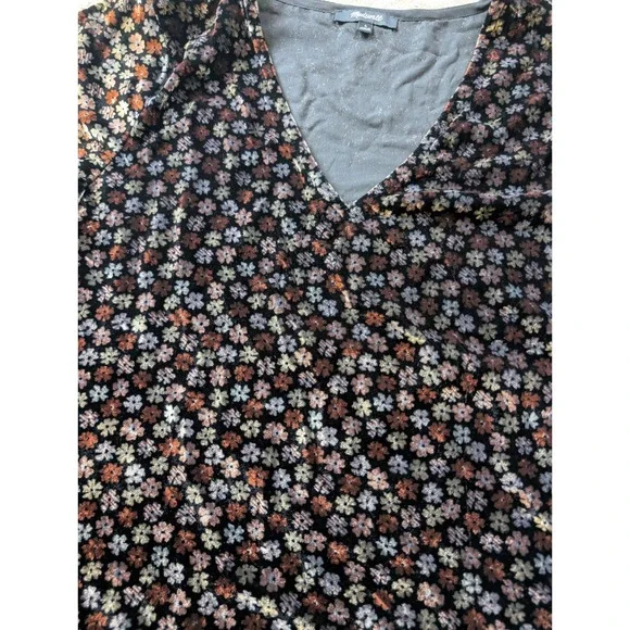 Madewell Velvet Tulip-Sleeve Ruffle Top in Petite Blooms Plus SZ Large - Picture 2 of 10